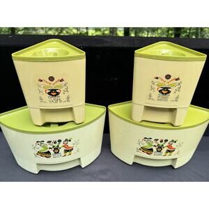 4 Vintage 1960’s Steri-Lite Retro Dutch Design Canisters Avocado Color Lids